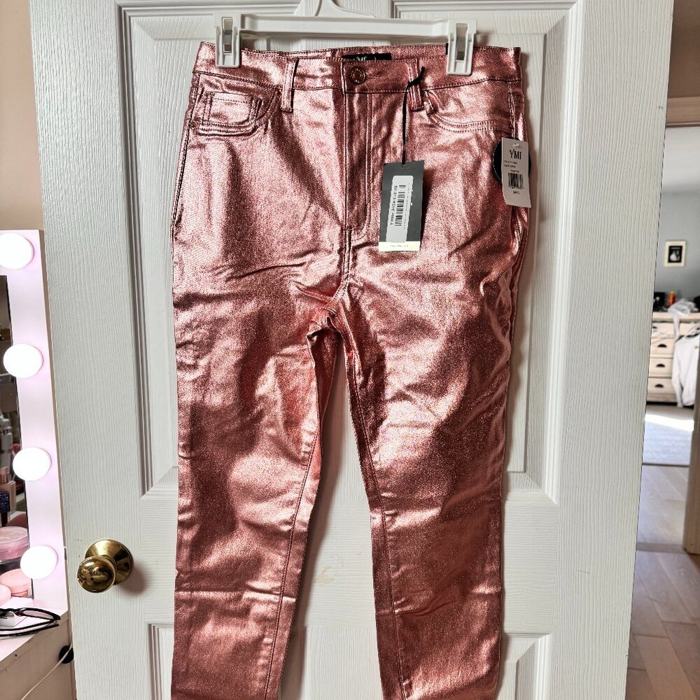 YMI Size L Rose Gold Shimmer Jeans